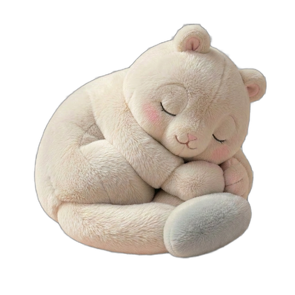 Calmy mascot — a soft sleeping bear, our calm scheduling companion